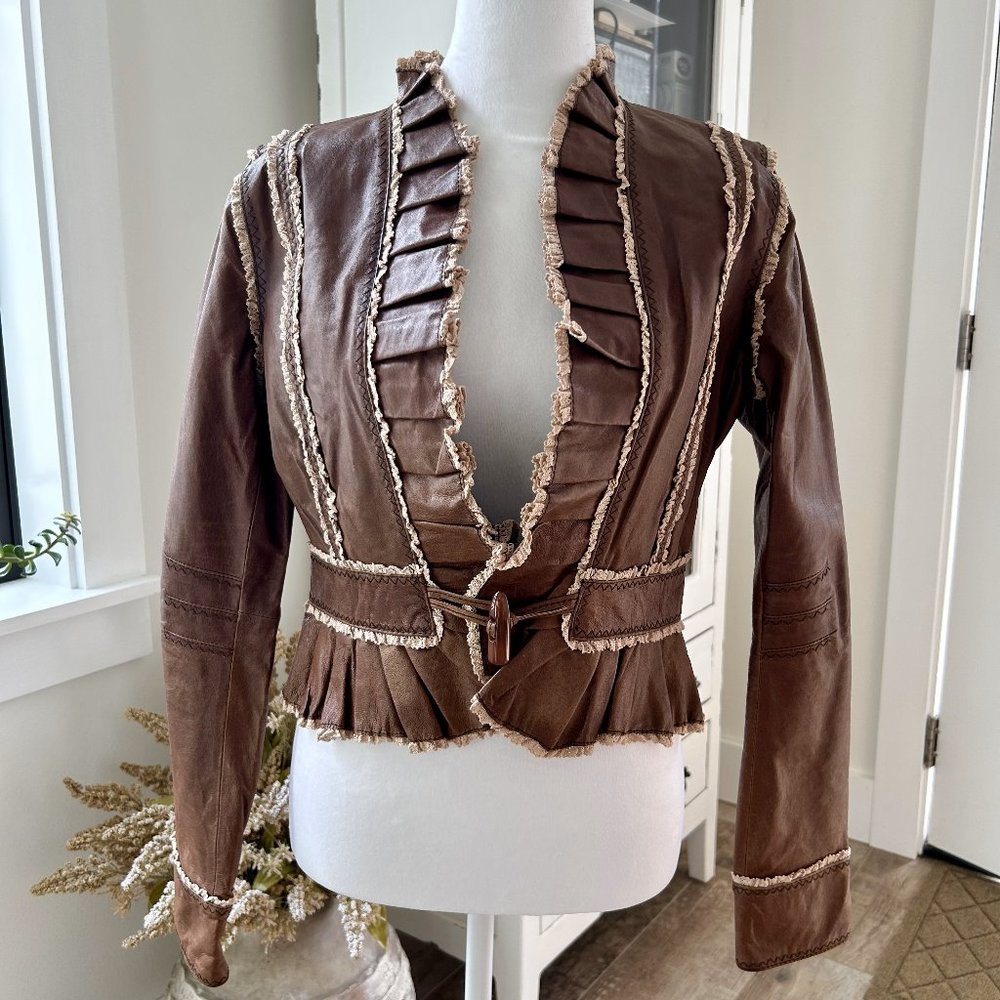 NWOT Moda International Cropped Leather Jacket